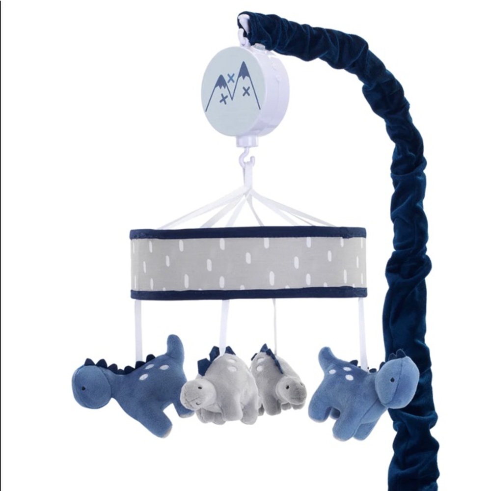 Baby Dino Blue/Gray Dinosaur Musical Baby Crib Mobile Soother Toy